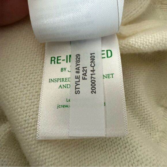 J Crew Sweater Womens Sz XL Ivory Knit Cotton Cashmere Pullover Preppy Comfort - Picture 10 of 12